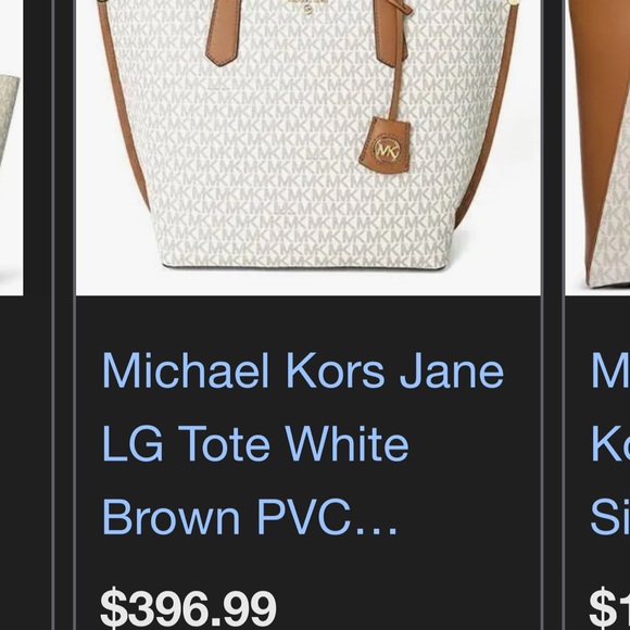 Michael Kors Cream LARGE  Jane Tote with Tan Leather Trim LIKE NEW! - Picture 11 of 12